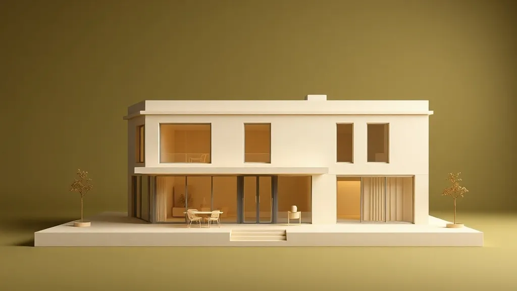 Minimalist architectural model of a family office building,