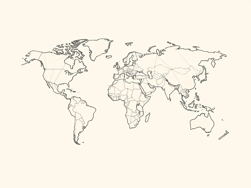 Abstract architectural visualization of a world map made of
