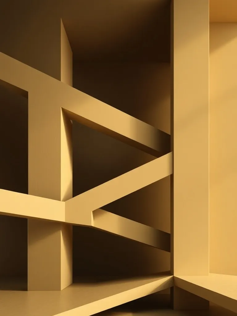 Abstract architectural visualization of interlocking geometr